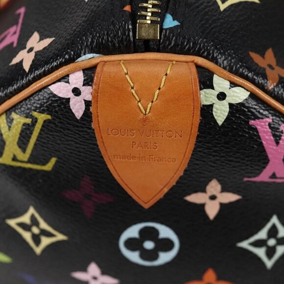 LOUIS VUITTON Monogram Multicolor Speedy 30 Hand Bag Black M92642 Auth 115220V - Picture 11 of 16